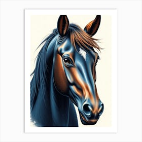 Horse Head Portrait In Color Art Print