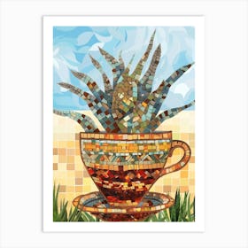 Mosaic Plant In A Cup Art Print