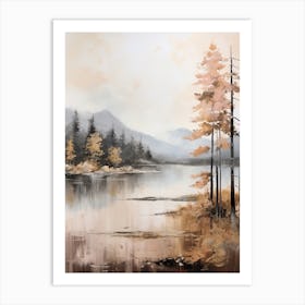 Lake In The Woods In Autumn, Painting 60 Art Print