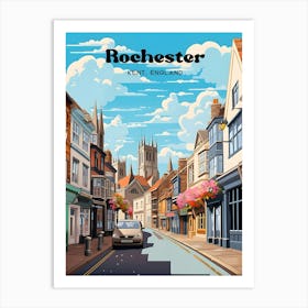 Rochester Kent England Streetview Travel Illustration Art Print