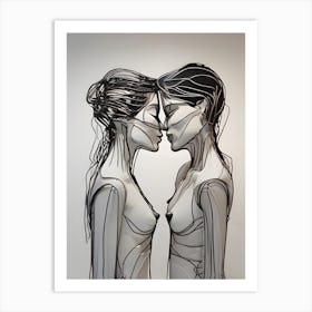 Two Women Kissing Art Print