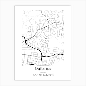 Oatlands,Australia Minimalist Map Art Print