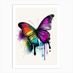 Butterfly On Rainbow Graffiti Illustration 1 Art Print