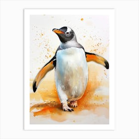 Humboldt Penguin Sea Lion Island Watercolour Painting 3 Art Print