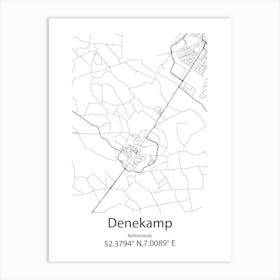 Denekamp,Netherlands Minimalist Map Art Print