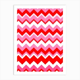 Red and Pink Chevron Art Print