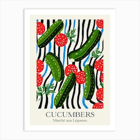 Marche Aux Legumes Cucumbers Summer Illustration 1 Art Print