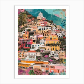 Positano   Retro Collage Style 2 Art Print