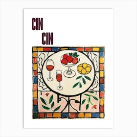 Cin Cin Poster Wine With Friends Matisse Style 7 Art Print