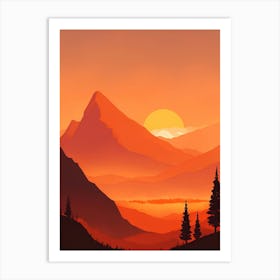 Misty Mountains Vertical Composition In Orange Tone 89 Art Print