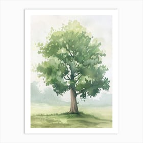 Linden Tree Atmospheric Watercolour Painting 2 Art Print