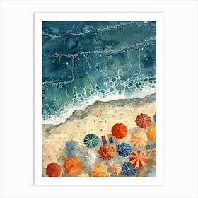 Umbrellas On The Beach 1 Art Print