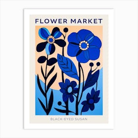 Blue Flower Market Poster Black Eyed Susan 1 Art Print