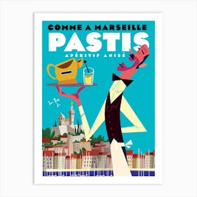 Marseille Pastis Poster Blue Art Print