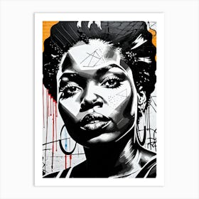 Vintage Graffiti Mural Of Beautiful Black Woman 11 Art Print