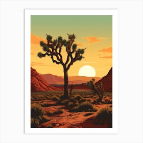  Retro Illustration Of A Joshua Tree At Dusk 2 Art Print