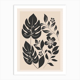 Abstract Flowers With Leaves 1 Art Print