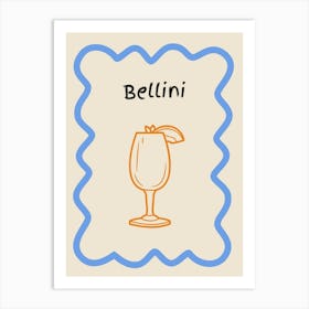 Bellini Doodle Poster Blue & Orange Art Print