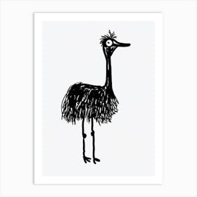 B&W Ostrich Art Print