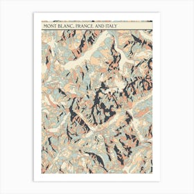 Mont Blanc France Italy Hillshade Map Art Print