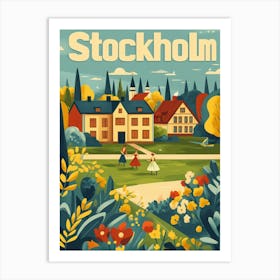 Aihrgdesign A 1970s Inspired Travel Poster For Stockholm 2 Art Print