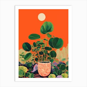 Boho Plant Painting Chinese Money Plant Art Print