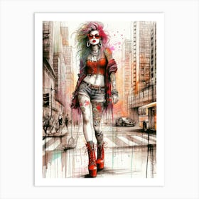 Urban Punk Girl Art Print