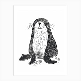 B&W Sea Lion Art Print