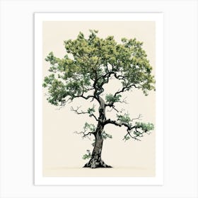 Oak Tree Pixel Illustration 1 Art Print