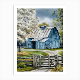 Blue Barn Art Print