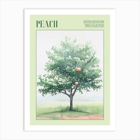 Peach Tree Atmospheric Watercolour Painting 2 Poster Art Print