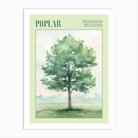 Poplar Tree Atmospheric Watercolour Painting 1 Poster Art Print