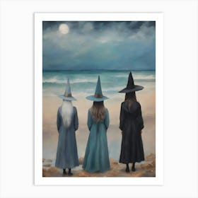 Ocean Witches ~ Maiden Mother Crone by the Water Triple Goddess Pagan Sea Witchcraft by Sarah Valentine Art Print