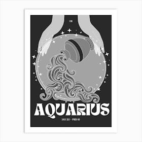 Black Zodiac Aquarius Art Print