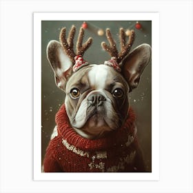 French Bulldog In Christmas Jumper Art Print