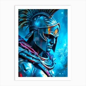 Spartan Warrior in Blue Light Art Print