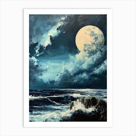 Full Moon Over The Ocean 1 Art Print