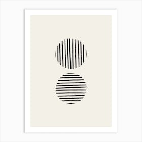Striped Circles Black Art Print