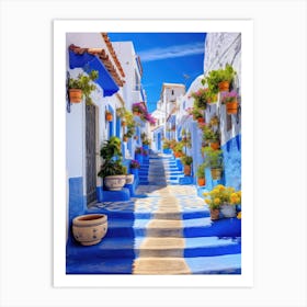 Blue Streets In Chefchaouen, Morocco Art Print