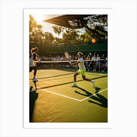 Tennis Match Captured In Natural Light Dynamic Action Shot Players Poised Mid Strike Sun Casting 2 1 Art Print