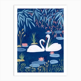 Midnight Swans Art Print