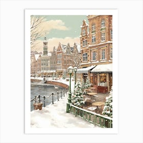 Vintage Winter Illustration Amsterdam Netherlands 7 Art Print