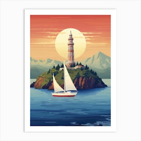 Bosphorus Cruise Prince Islands Modern Pixel Art 4 Art Print