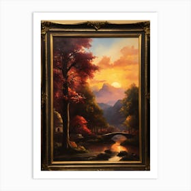 Sunset Over The River Art Print