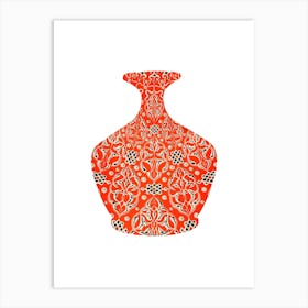 Vintage orange vase artwork Art Print