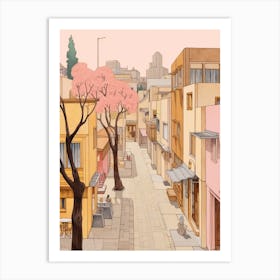 Nicosia Cyprus 2 Vintage Pink Travel Illustration Art Print
