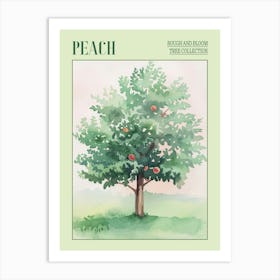 Peach Tree Atmospheric Watercolour Painting 4 Poster Art Print