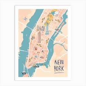 New York Illustrated Map Art Print