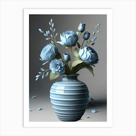 Blue Flowers In A Vase 3 Art Print