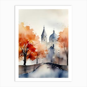 Watercolor Of Autumn Trees 12 Art Print